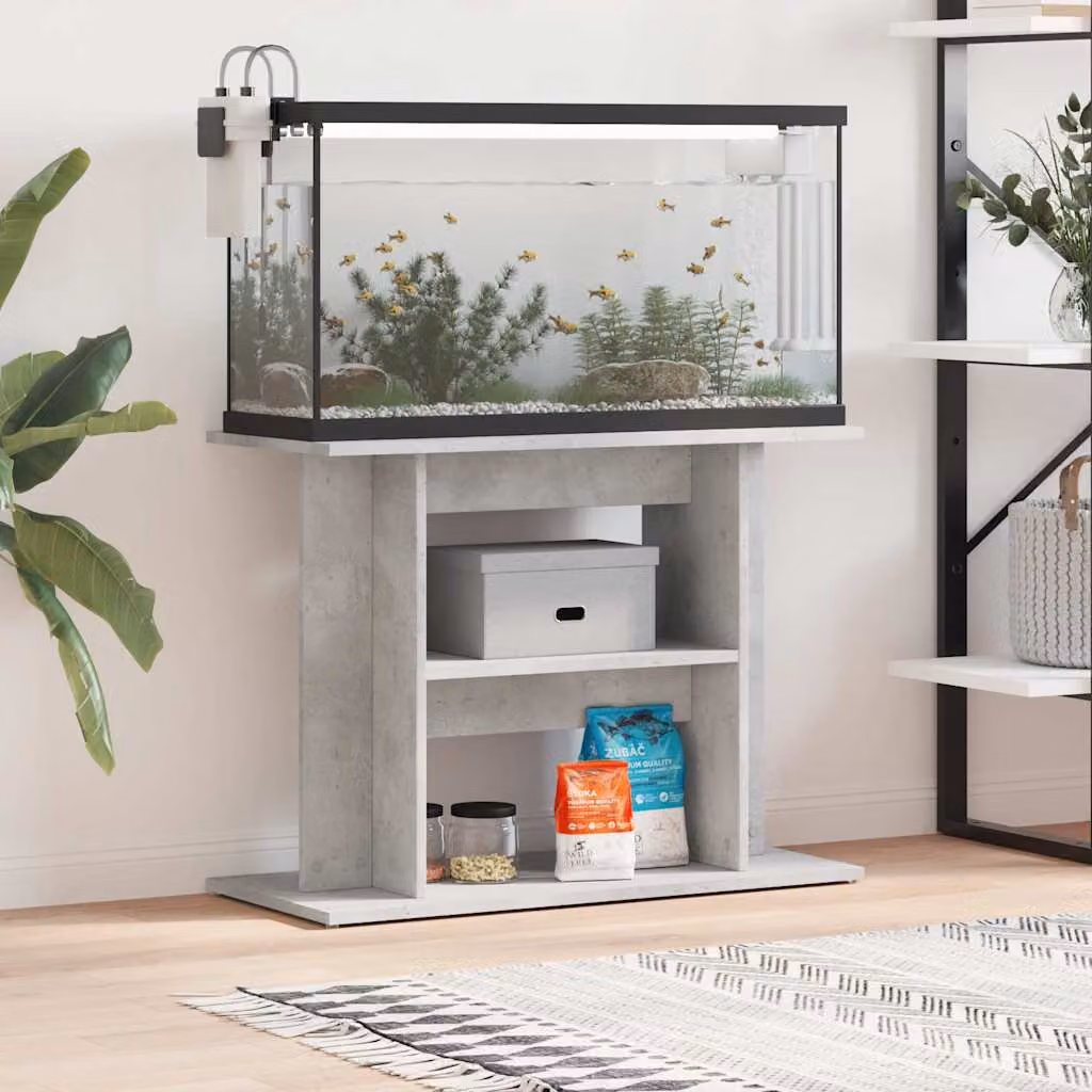 vidaXL Supporto per acquario in legno ingegnerizzato grigio L: 80 cm, P: 35 cm, H: 60 cm