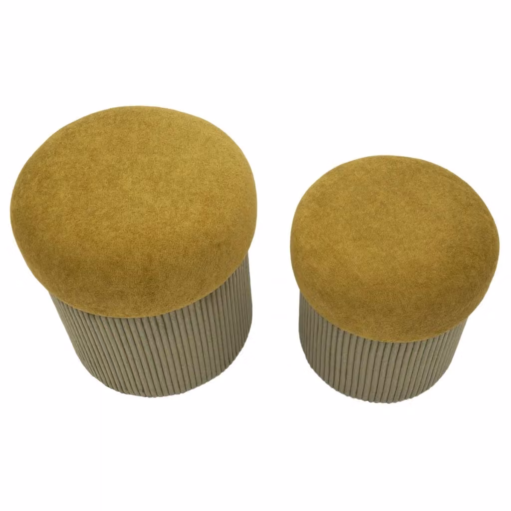 Set di 2 pouf contenitore Aspen Vikasa Home in velluto verde oliva e senape, forma cilindrica – 2