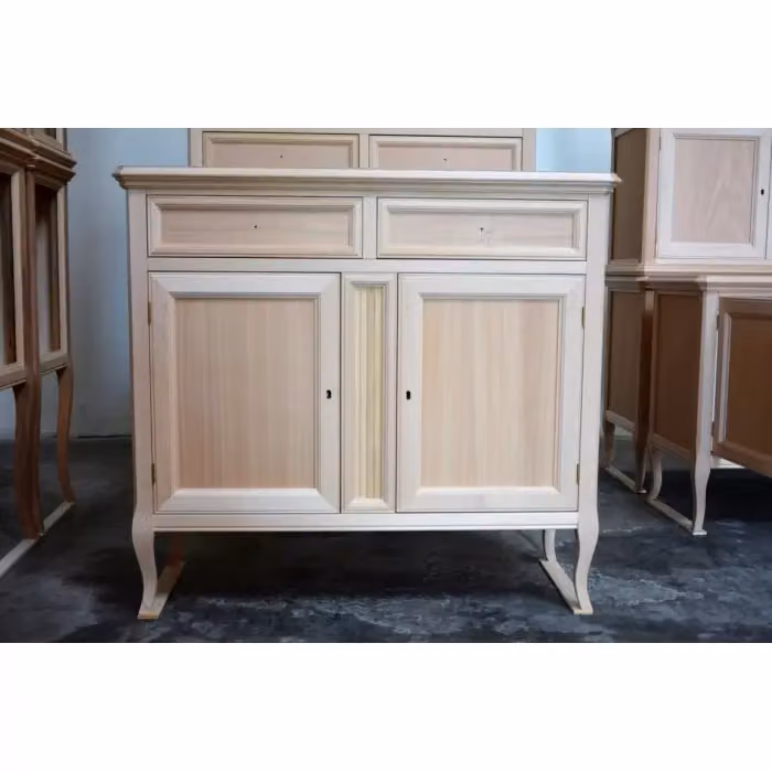 Madia credenza classica a 2 porte in legno grezzo Mobili 2G L/P/H: 100 x 40 x 90 cm – 2