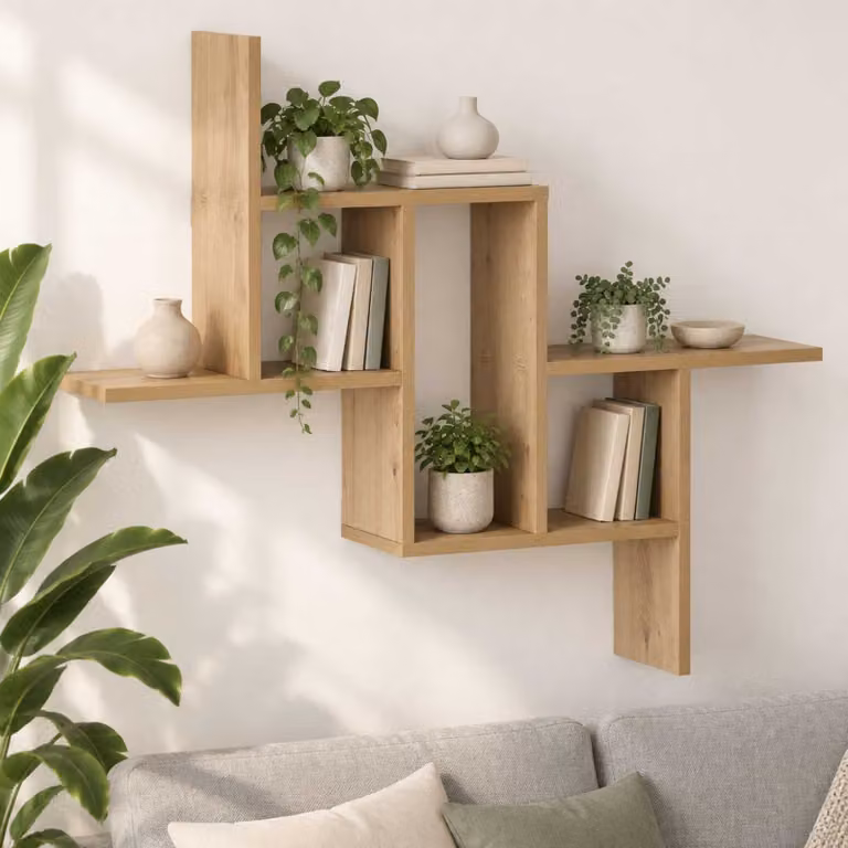 Scaffale da parete moderno vidaXL in legno marrone L: 87 cm, P: 17 cm, H: 75 cm