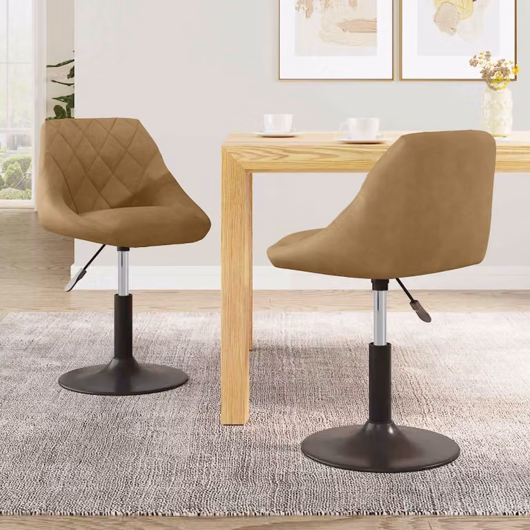 Set di 2 sedie da pranzo girevoli vidaXL in pelle sintetica marrone L/P/H: 46 x 44 x 77,5 cm