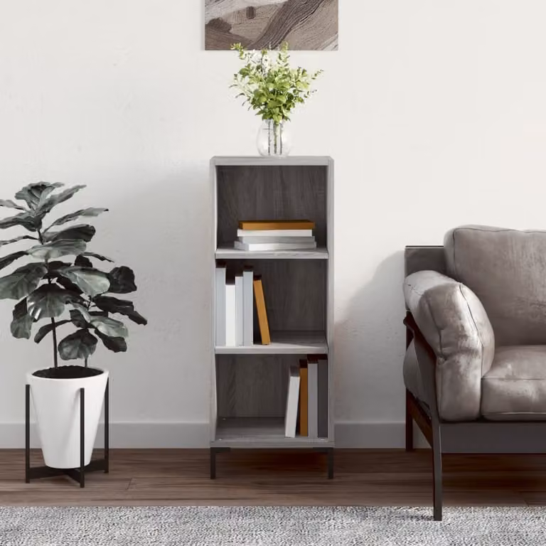 Credenza vidaXL in legno multistrato e MDF, Grigio, L: 34,5 cm, P: 32,5 cm, H: 90 cm
