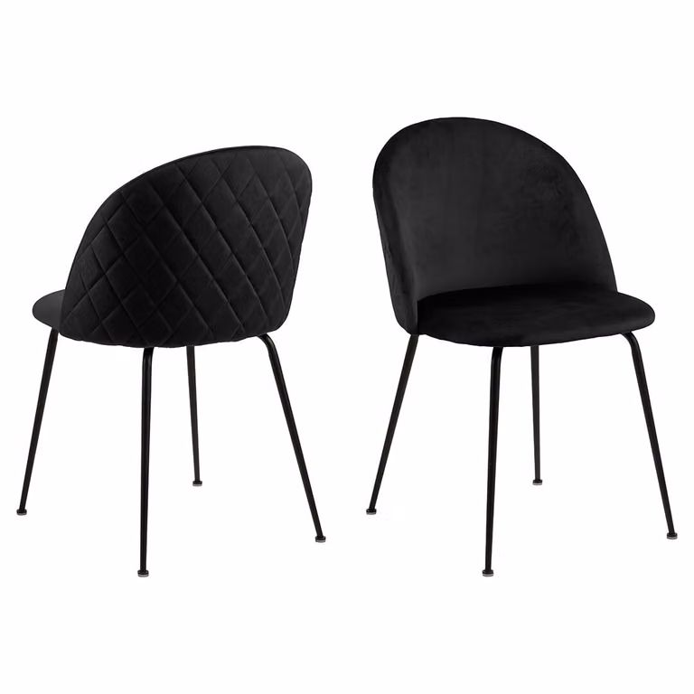Sedia da pranzo Louise in velluto nero.
