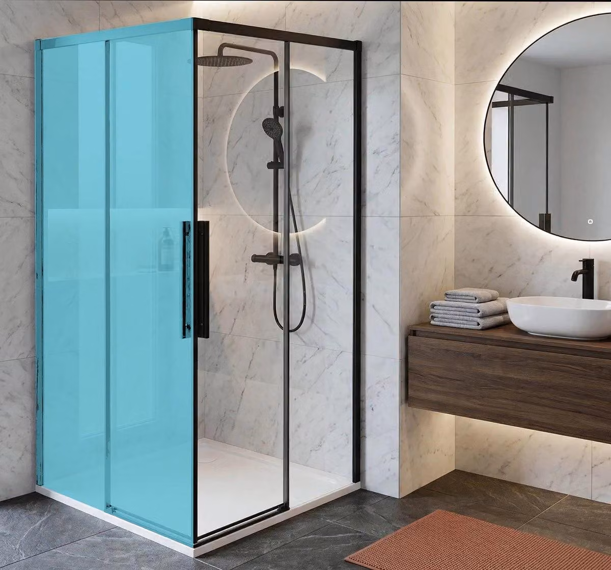 Porta doccia Gelco LUXOR BLACK per ingresso angolare, 1000mm, vetro trasparente - modello GU2110B