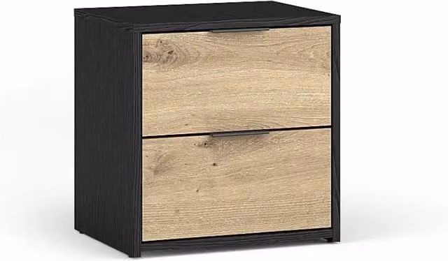 Set di Due Comodini Meublorama Moderni in MDF Colore Nero e Marrone Opaco