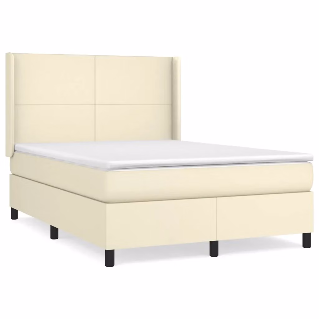 Letto a molle con materasso vidaXL in similpelle beige e bianco L/P/H: 193 x 147 x 128 cm – 2