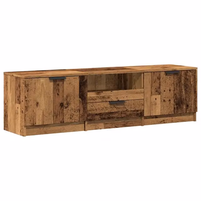 Mobile TV in legno vecchio marrone con scomparti multimediali L: 140 cm, P: 35 cm, H: 40 cm