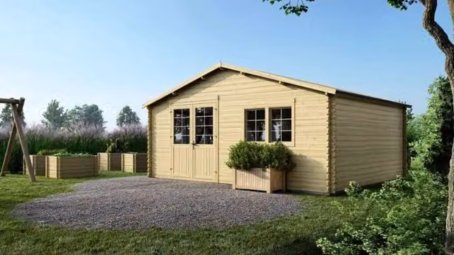 Casetta da giardino in legno ALTANKA modello ALTANKA colore naturale, superficie di 30 m2, dimensioni L: 6 m x P: 5 m, spessore pareti 40 mm