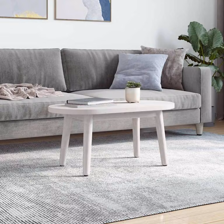 vidaXL Piano Tavolo Bianco 80x40x2,5cm in Legno Massello di Pino Ovale