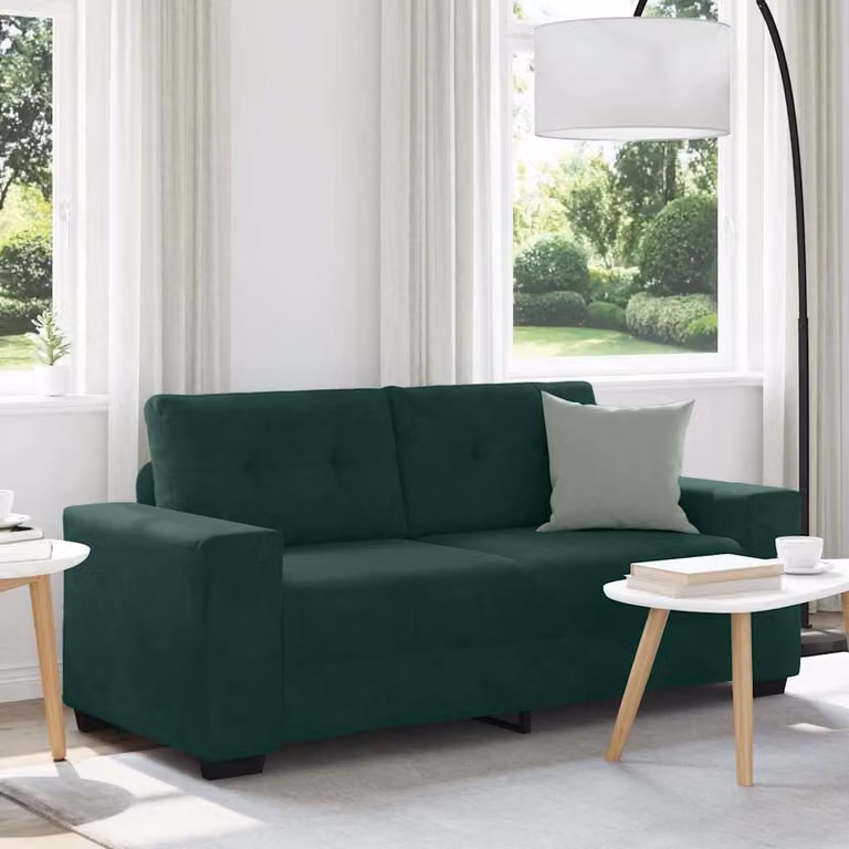 Divanetto moderno vidaXL in velluto verde con cuscini, L: 180 cm, P: 77 cm, H: 82 cm