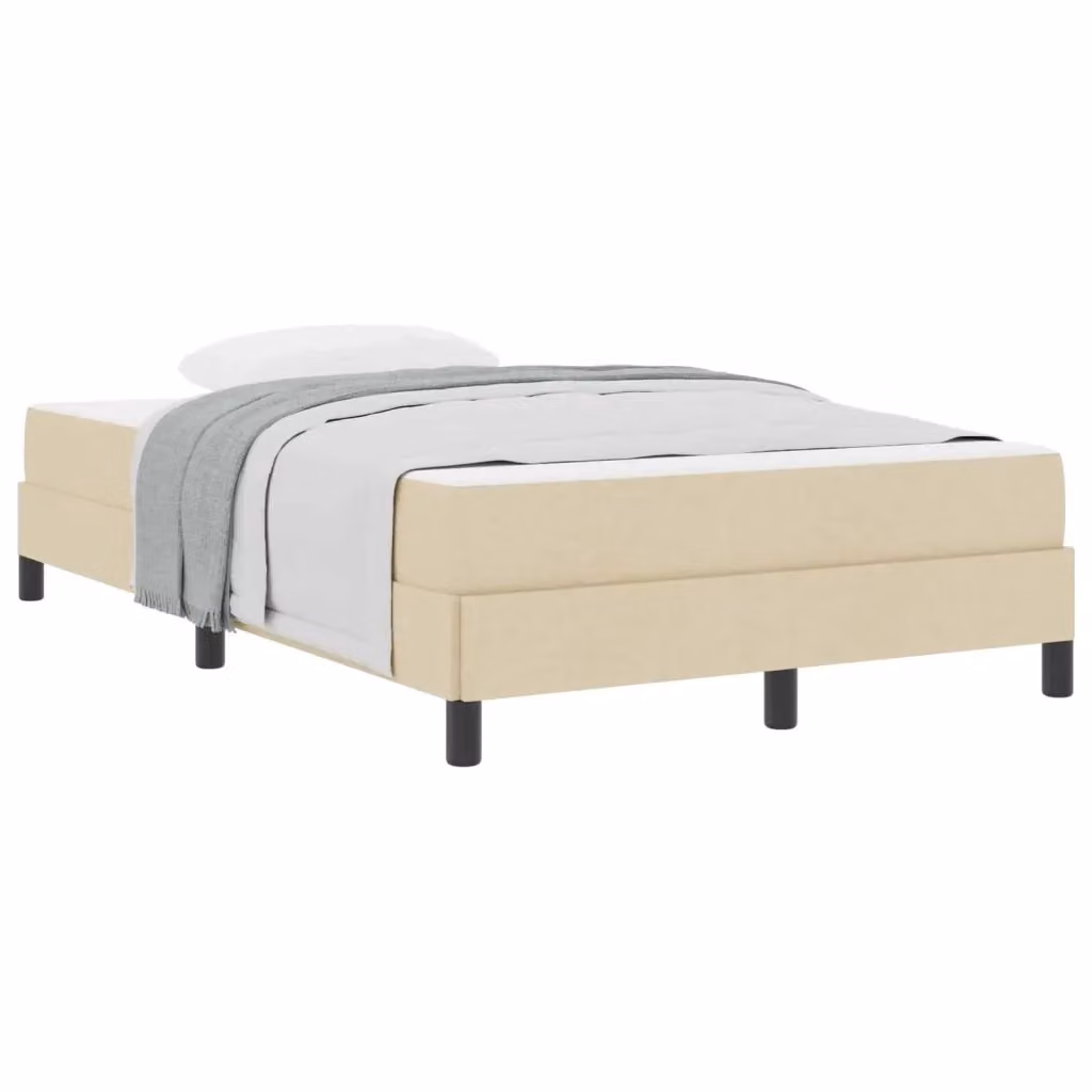 Letto a molle vidaXL in tessuto beige con struttura in legno e metallo L/P/H: 200 x 120 x 45 cm – 2