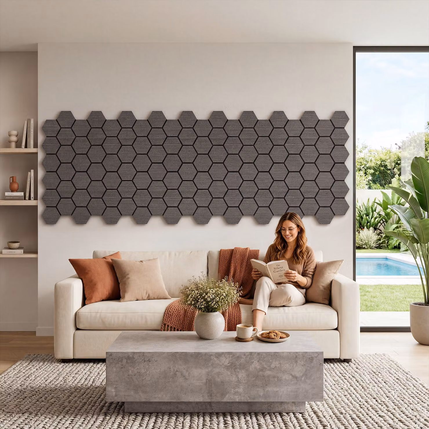 Pannelli acustici Sonic Shield tectake effetto legno rovere grigio in MDF L: 62,0 cm, H: 76,0 cm, P: 18,0 cm – 3