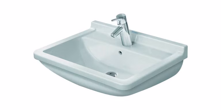 Lavabo Duravit Starck 3 larghezza 60 cm 1 foro per rubinetto, bianco WonderGliss 3006000001