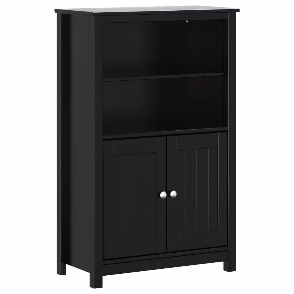 Mobile da bagno sospeso vidaXL in legno di pino nero con ante a battente e ripiani interni L: 69,5 cm, P: 34 cm, H: 110 cm – 2