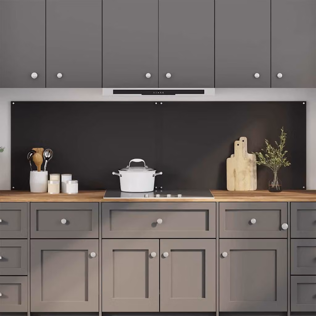 Set di 2 schienali da cucina vidaXL in vetro temperato nero, L: 100 cm, H: 60 cm