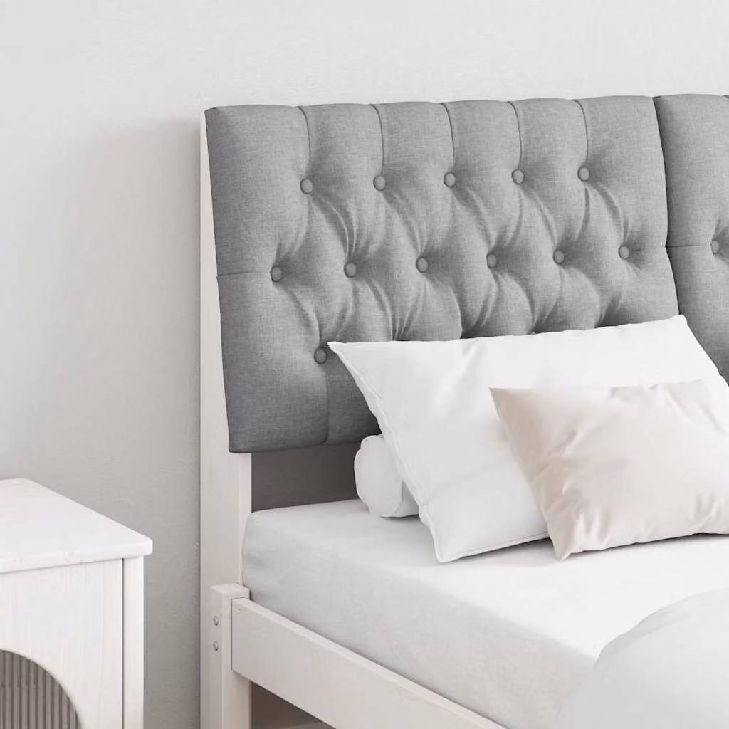 vidaXL Testiera imbottita moderna in pino massello e tessuto Grigio chiaro 150 cm