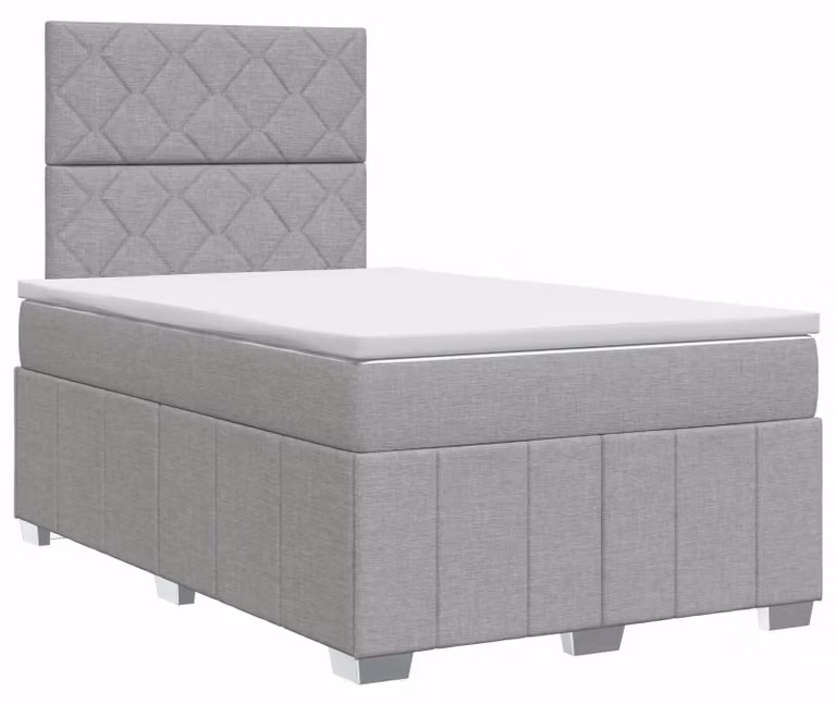 Letto a molle con materasso grigio chiaro 120 x 190 cm in tessuto