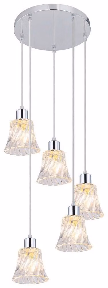 Rabalux 5305 Lampada a sospensione 5 spot Hestia, E14, argento, rotonda, classica, ø280mm