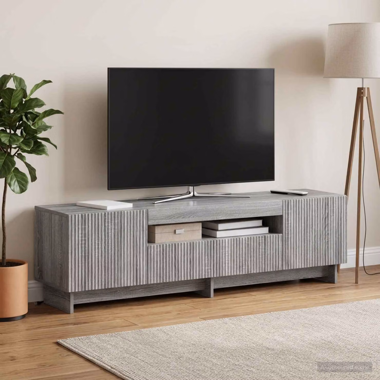 Mobile TV LED vidaXL in legno MDF grigio L: 153 cm, P: 35 cm, H: 43 cm