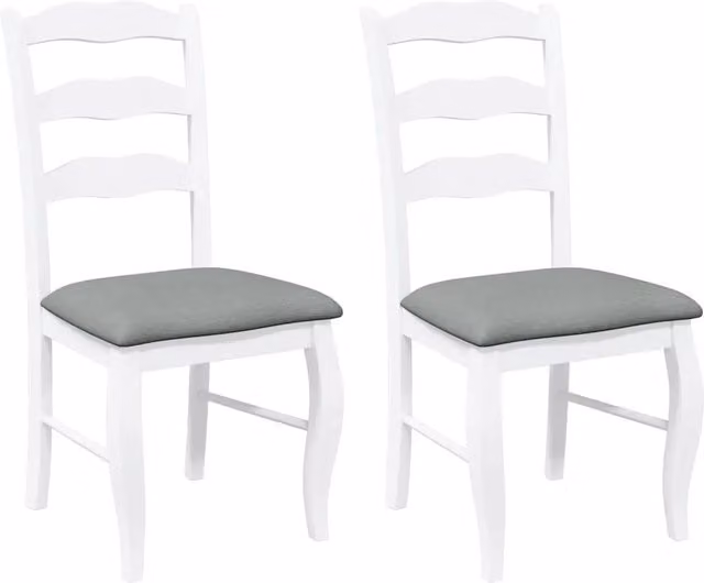 Set di 2 sedie da pranzo in stile scandinavo con cuscini in tessuto, struttura in legno di Hevea bianco e grigio, ideali per soggiorno o sala da pranzo