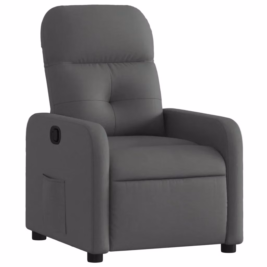 Poltrona Reclinabile Relax in Tessuto Grigio con Braccioli e Struttura in Legno e Metallo – 2