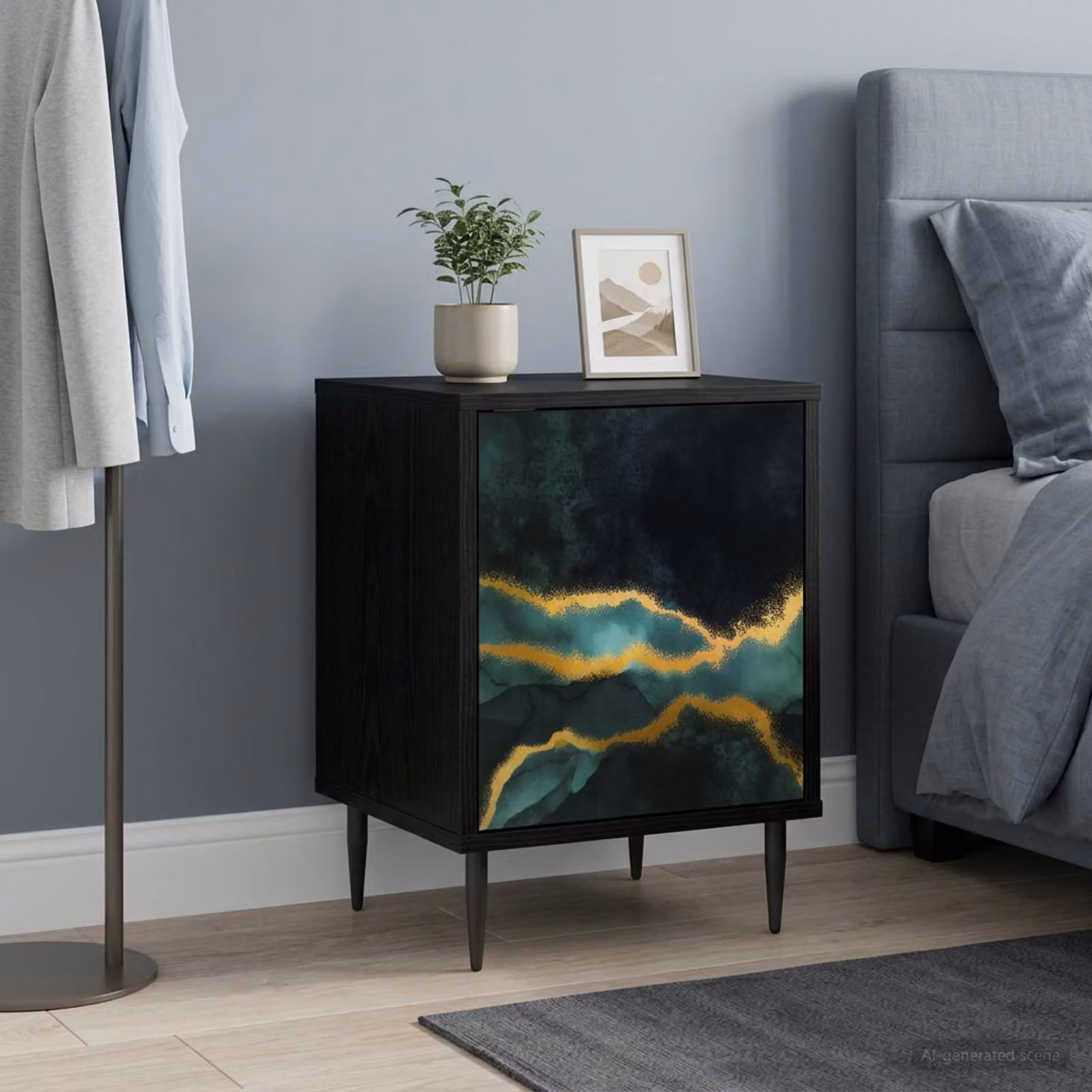 Armadio da notte vidaXL WIJHE moderno in rovere nero L: 36 cm, P: 33 cm, H: 51 cm