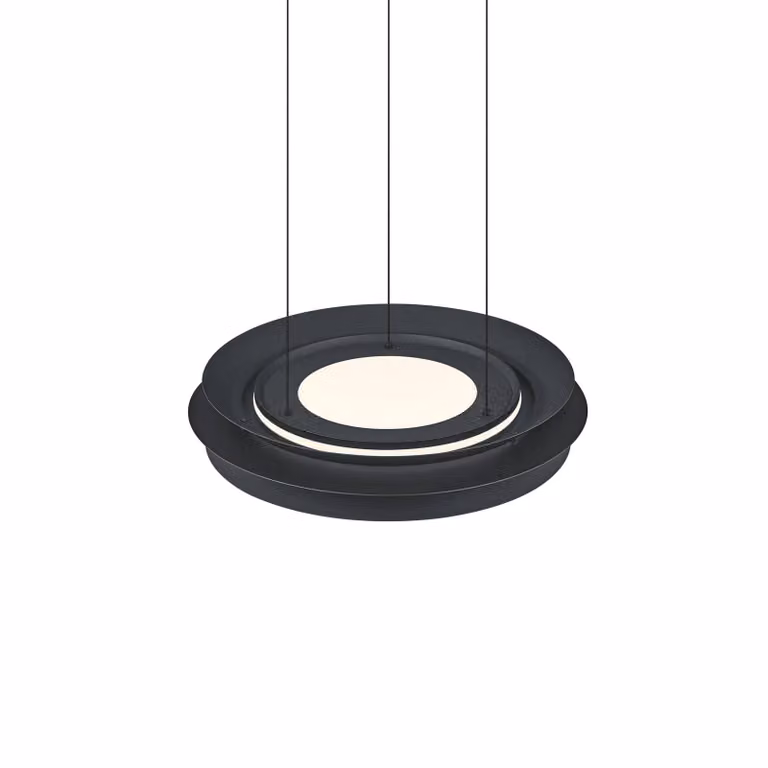 HELL Lampada LED a sospensione Lys, nera, Ø 45 cm, CCT, telecomando dimmerabile, Nero, Soggiorno / Sala da pranzo, Metallo, Moderno