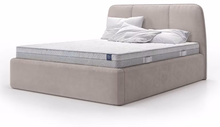 Letto imbottito con contenitore Elle Aschiger, imbottitura in piuma, dimensioni 160 x 200 cm