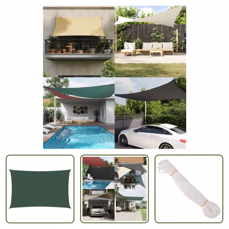 The Living Store Tenda da sole in tessuto Oxford rettangolare 2,5x5 m verde scuro