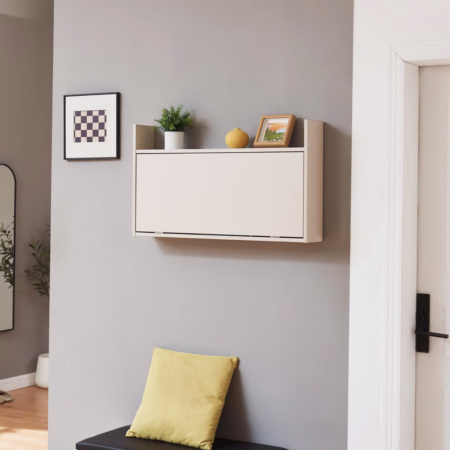 Scrivania pieghevole 'Rautalampi' con ripiano e 2 scomparti 83 x 48 x 15 cm Beige