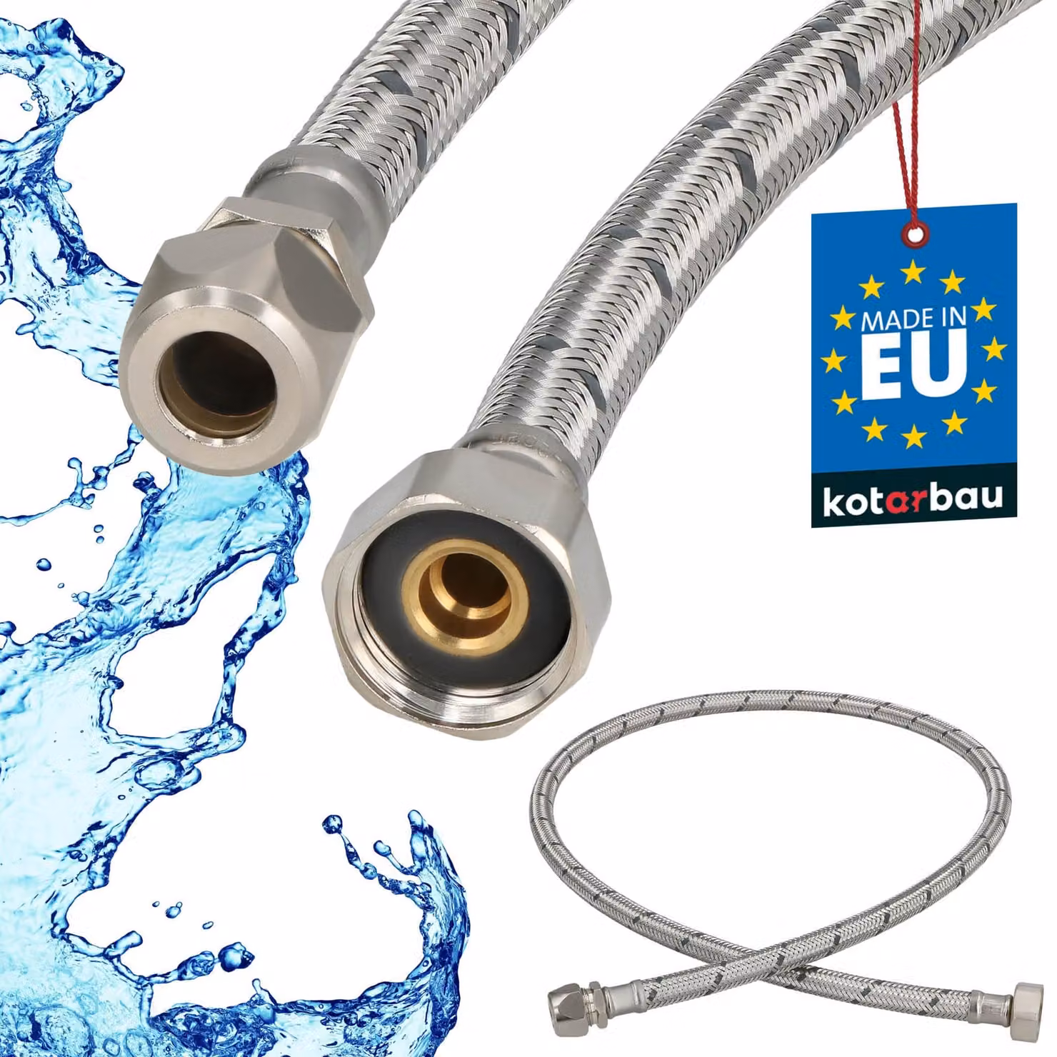 KOTARBAU® Tubo Flessibile per Rubinetto 1/2" x 3/8" Tubo di Raccordo 100cm Dado Girevole x Raccordo a Pressare Acciaio Inox