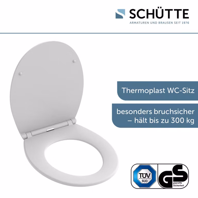 Sedile per WC in termoplastica SCHÜTTE BIANCO, PREMIUM, con meccanismo di chiusura ammortizzata e chiusura rapida
