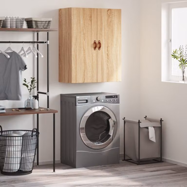 Mobile a parete vidaXL in rovere Sonoma con ante a battente, L: 69,5 cm, P: 34 cm, H: 90 cm