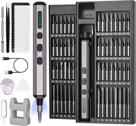 Set di cacciaviti elettrici con 64 punte di precisione magnetiche micro 72 in 1 e 5 livelli di coppia