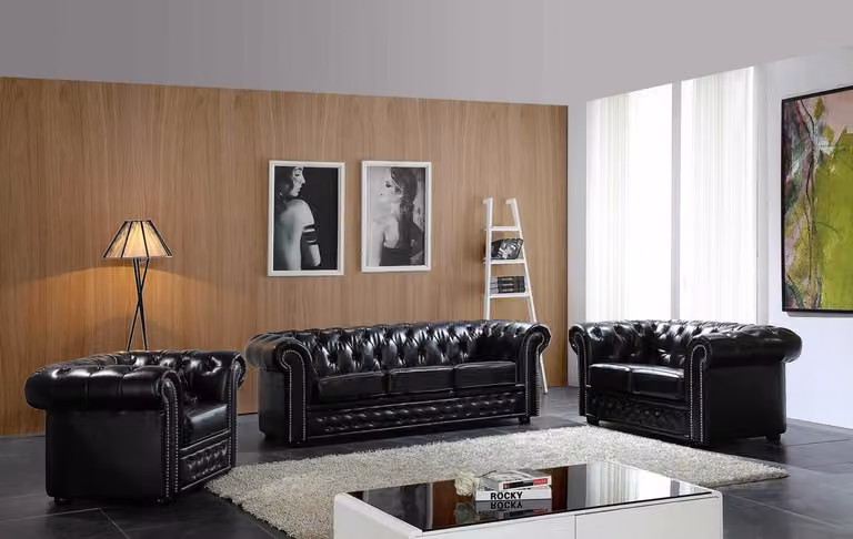 Chesterfield Sofa Couch Polster Sitz Komplett Set Garnitur Leder Sofas 3+2+1