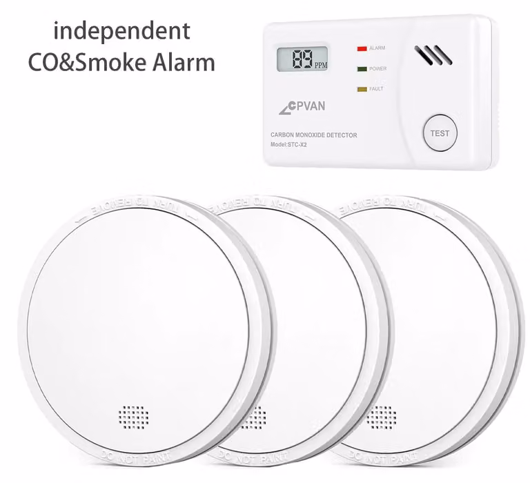 Rilevatori di fumo, durata della batteria di 10 anni, allarme sonoro di 85 dB, modello Smok 1 CO