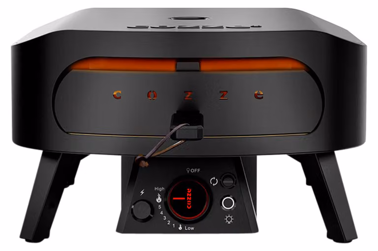 Forno a gas per pizza Cozze® Classic Black Edition 13, con pietra per pizza inclusa, temperatura di cottura fino a 600 °C, superficie di cottura 34,5 x 34,5 cm, dimensioni dell'apparecchio 50 x 50 x 29,5 cm, acciaio / cordierite, nero"