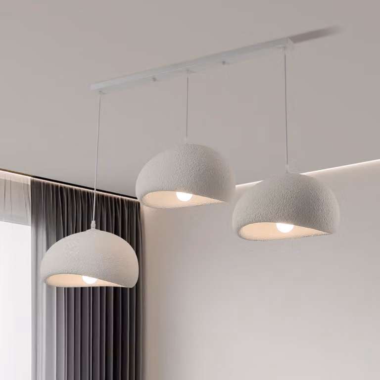 Lampada a sospensione a 3 luci, attacco E27, stile Wabi-Sabi, design a nido d'uccello, colore bianco