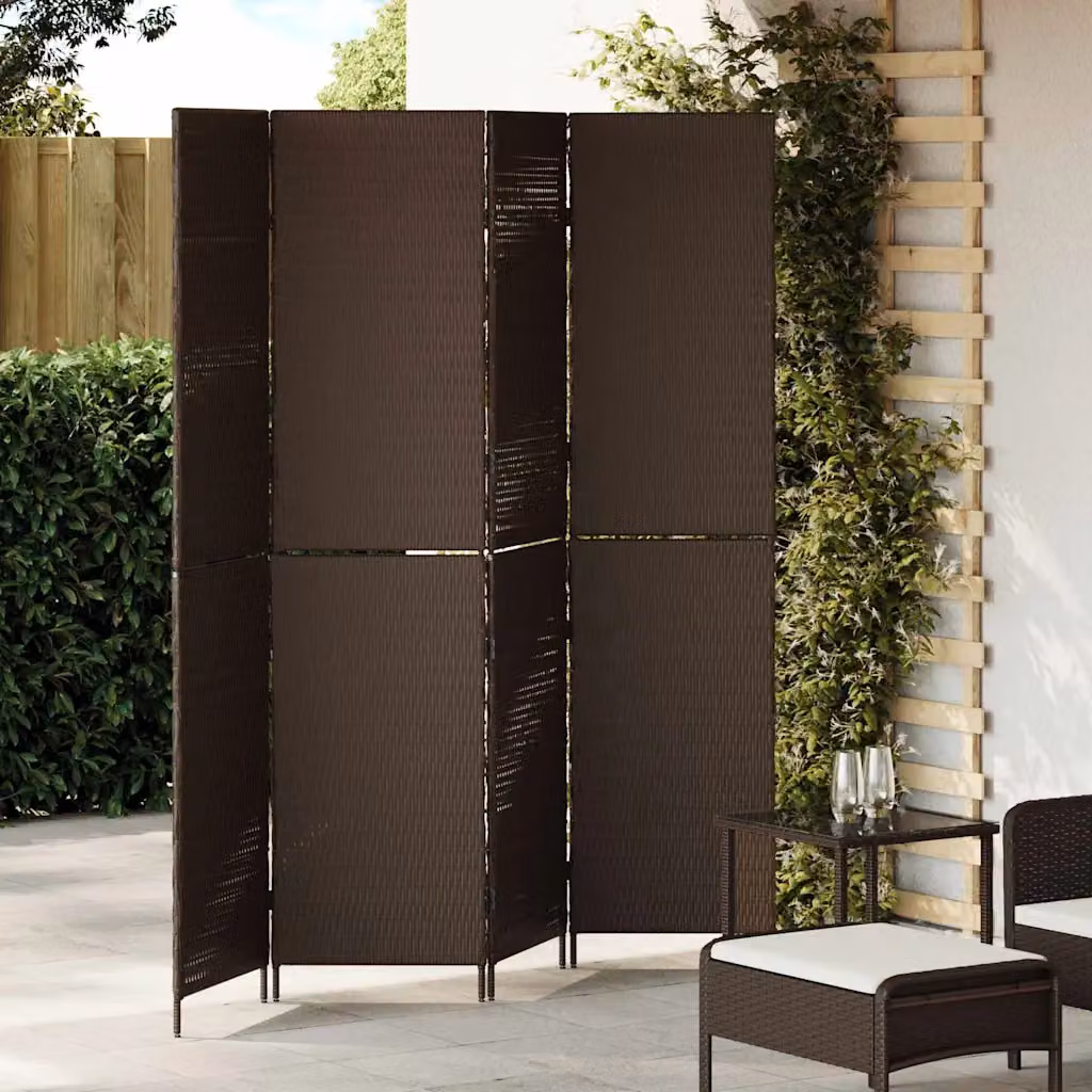 Divider per stanze vidaXL in rattan marrone, H: 195 cm x L: 180 cm