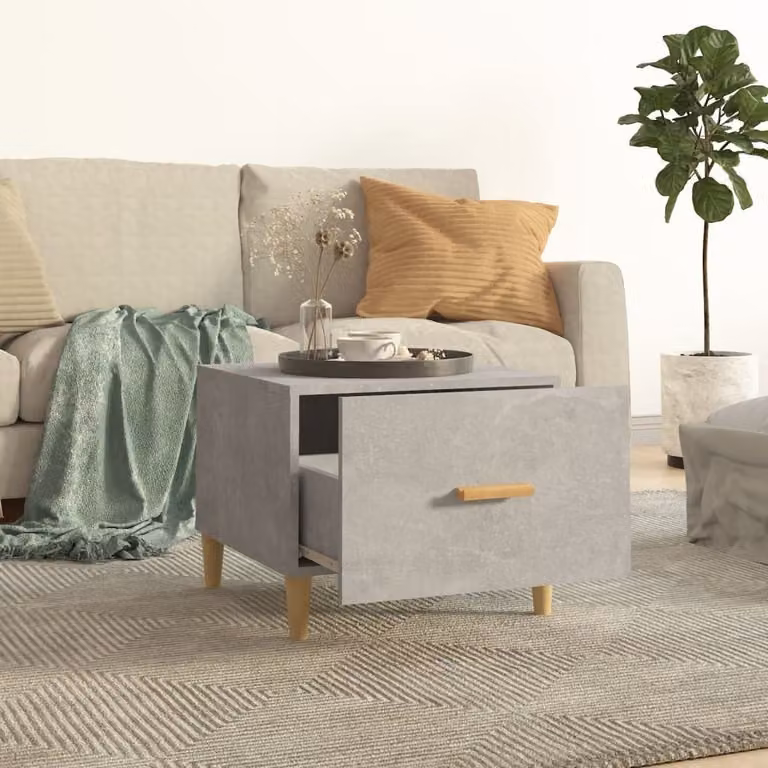vidaXL Tavolino da caffè grigio cemento 50x50x40 m Materiale a base di legno - Tavolino da caffè - Tavolino da salotto - Tavolino da divano