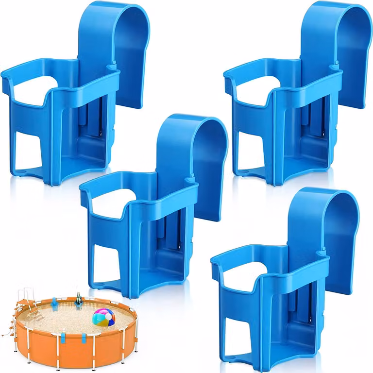 TRANKIELO® - 4 portabicchieri per piscina - Plastica blu - Ideali per il divertimento estivo - Accessori per l'uso in piscina