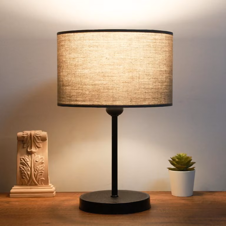 Opviq, lampada da tavolo di alta qualità interamente in metallo, antracite, altezza 37 cm, paralume 24 x 15 cm, cavo da 150 cm, attacco E27 max. 40 W | Design elegante per interni moderni.