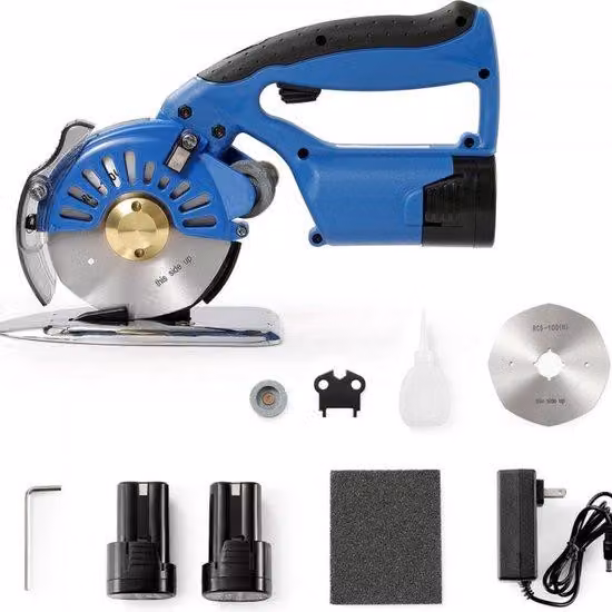Taglierina elettrica portatile da 150 W, modello industriale, larghezza lama: 100 mm, profondità massima di taglio: 27 mm, taglierina senza fili in acciaio inossidabile, ideale per tessuti, stoffe ecc.