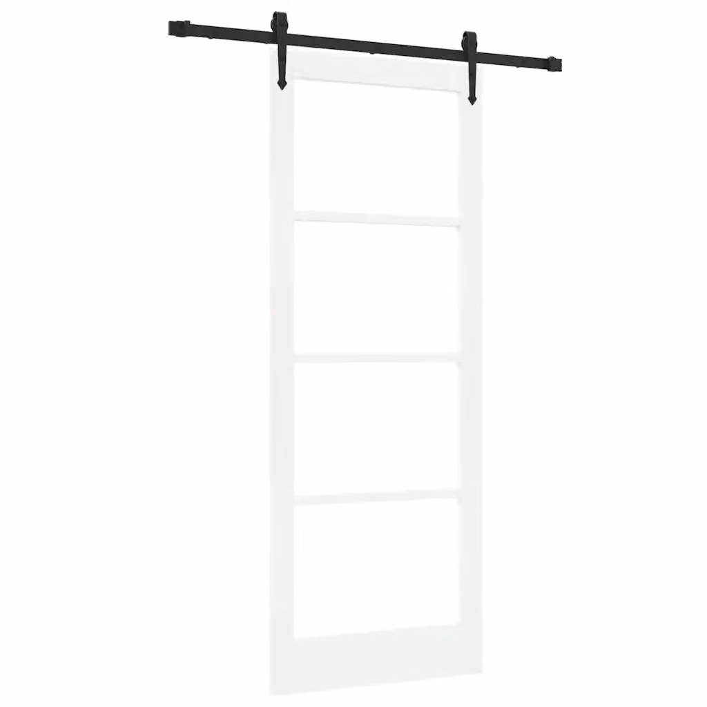 Porta scorrevole moderna vidaXL in legno di pino e vetro bianco e trasparente H: 211 cm, L: 83 cm – 2