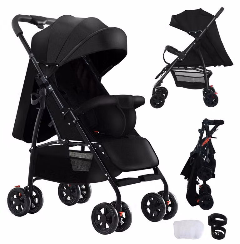 Trasportino per neonati, design 3-in-1, leggero e facile da trasportare, modello A8 nero