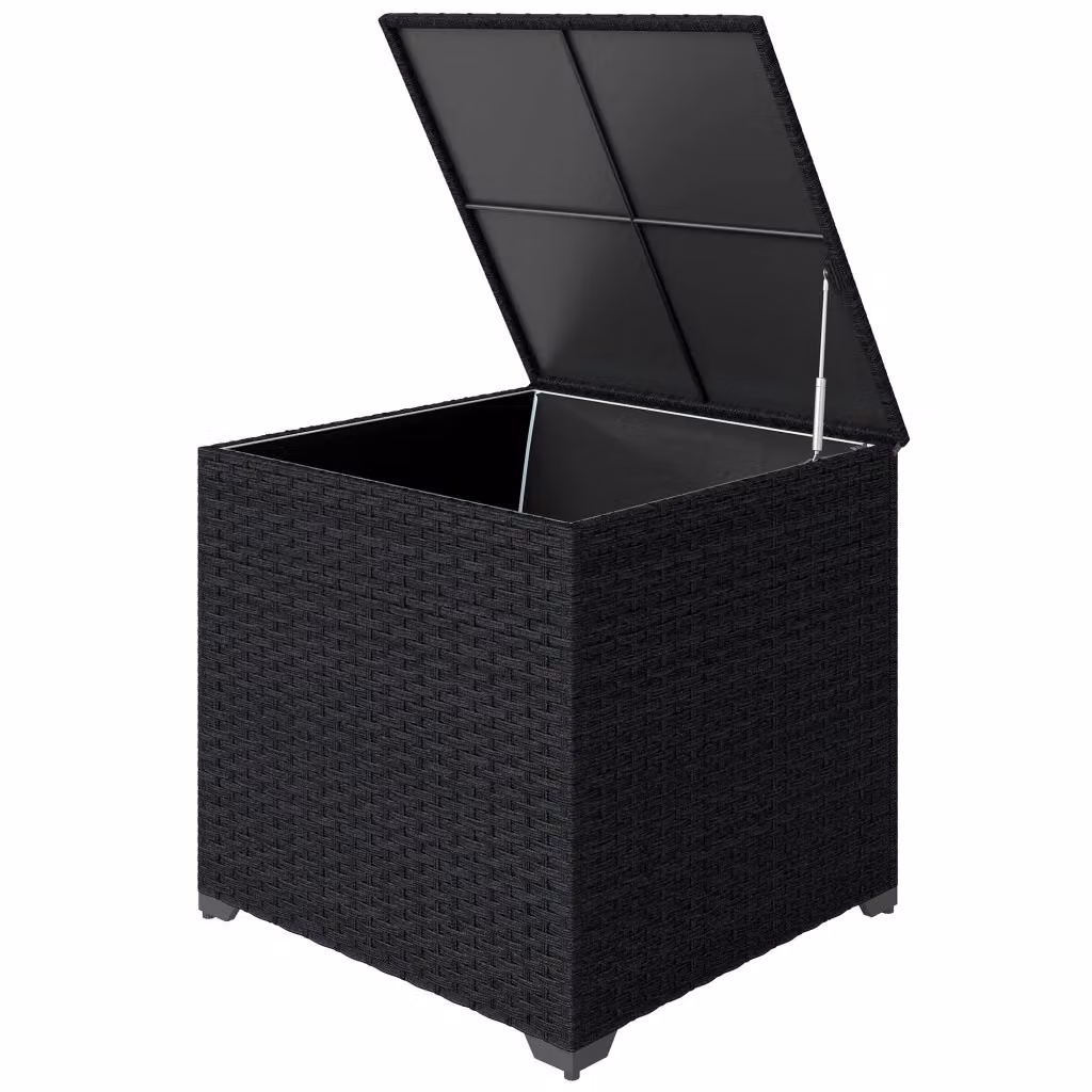 Cassa per esterno Minimal in rattan e telaio in acciaio nero con cerniera da 253L – 2