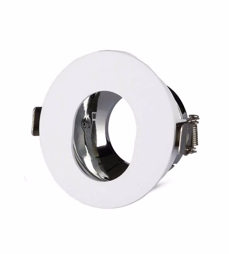 Portafaretto LED da Incasso GU10 Rotondo Orientabile con Foro Ovale Colore Bianco con Interno Cromato