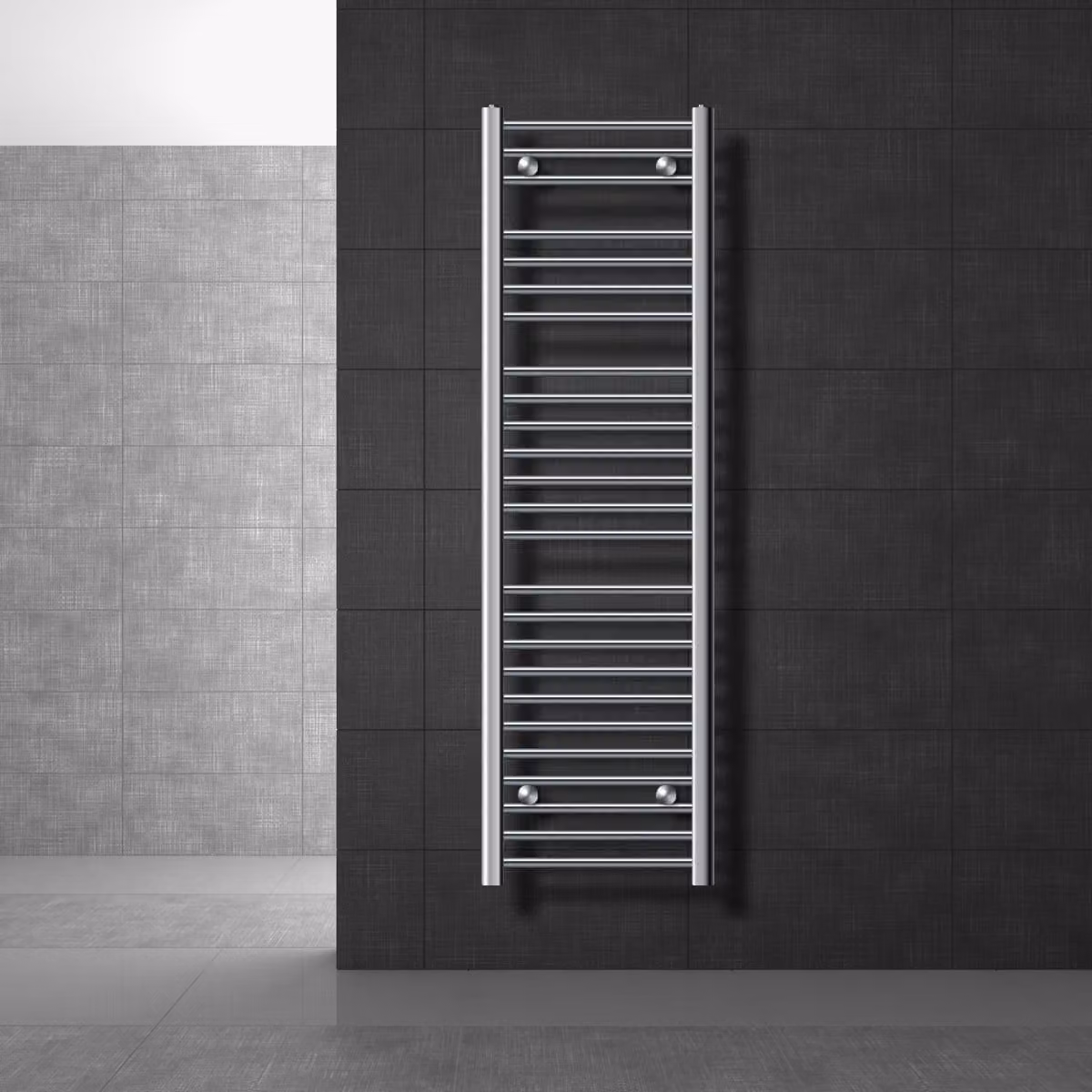 LuxeBath radiatore per bagno - 400 x 1500 mm - cromo - diritto con attacco laterale - radiatore scaldasalviette asciugamani, senza elemento riscaldante