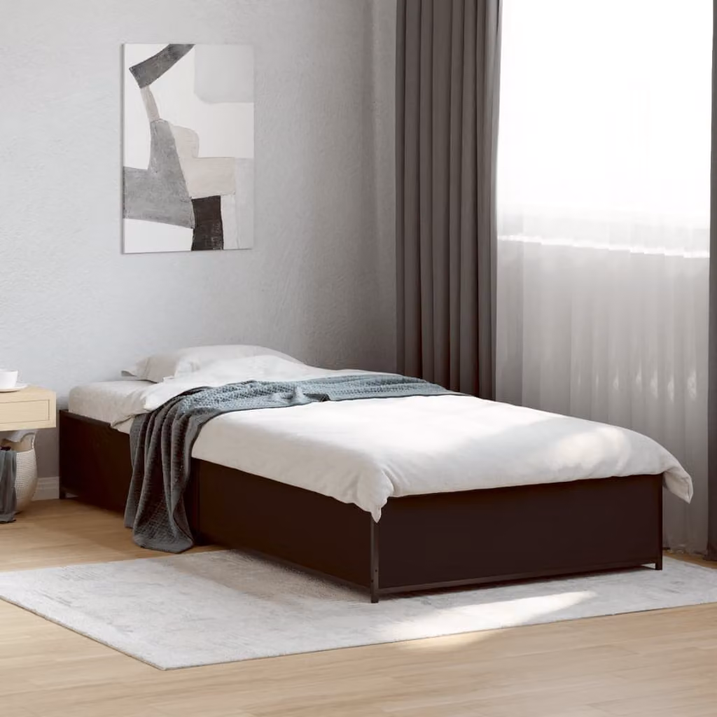 vidaXL Giroletto Nero in Legno Multistrato e Metallo L: 90 cm, P: 200 cm
