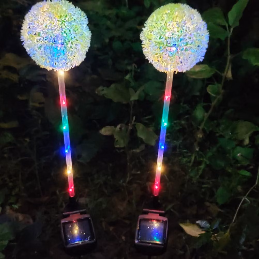 Set da 2 lampade solari a forma di tarassaco, con 16 LED colorati, grado di protezione IP65
